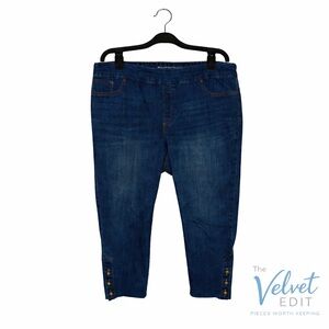 Chico’s Pull-On Jegging Ankle Jeans | Dark Wash Button Hem | Size 16P Chico’s 3P